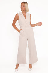 Sienna Belted Jumpsuit - Beige