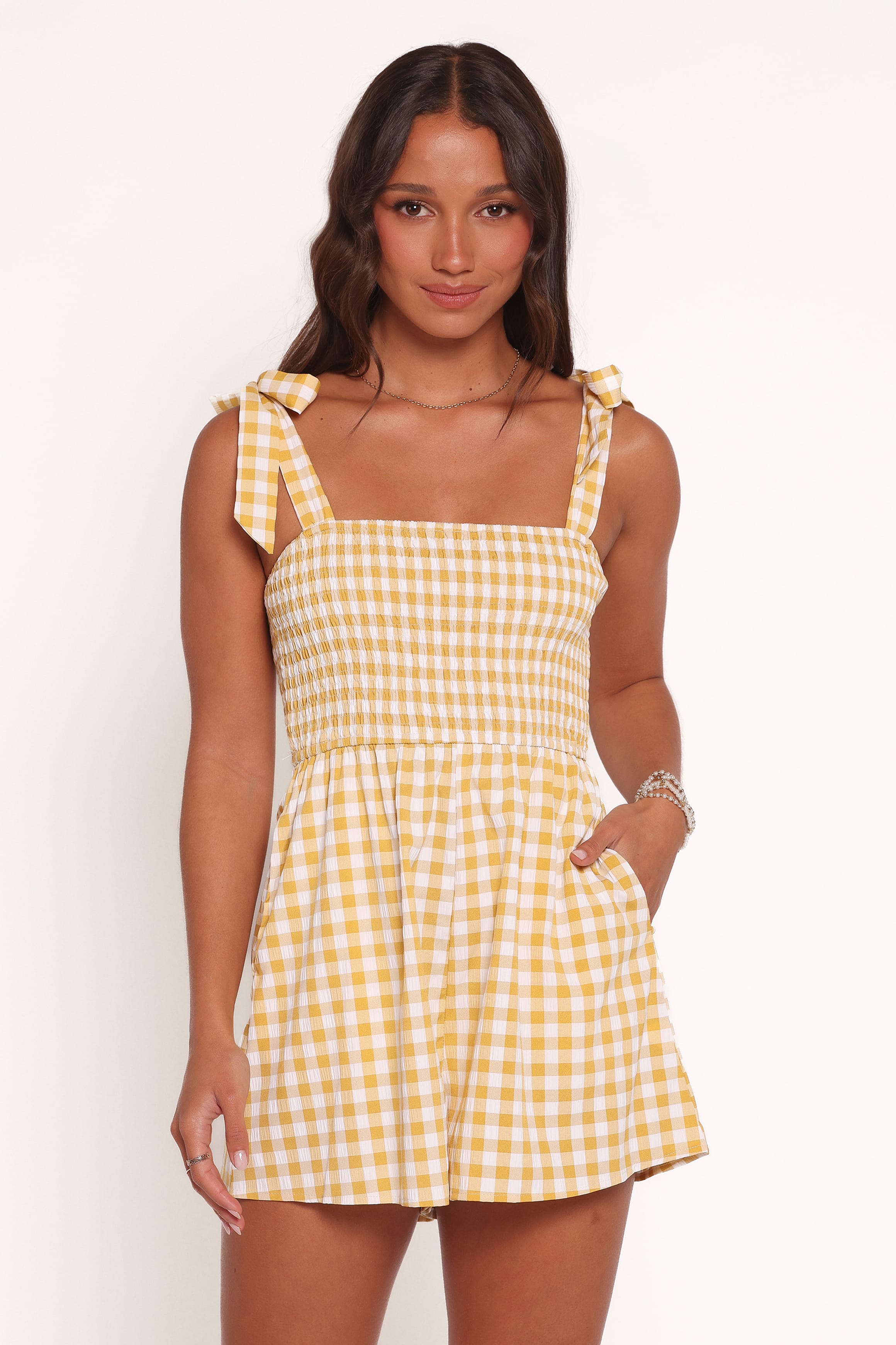 Simo Romper - Yellow Gingham