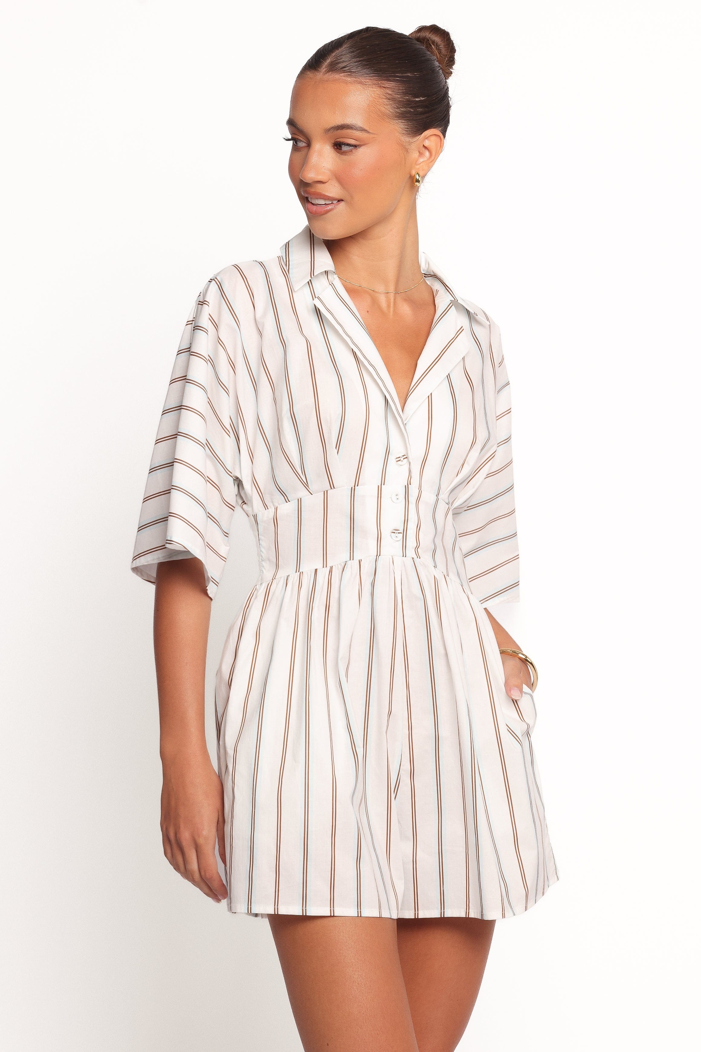 Sonyalle Romper - Blue Brown Stripe