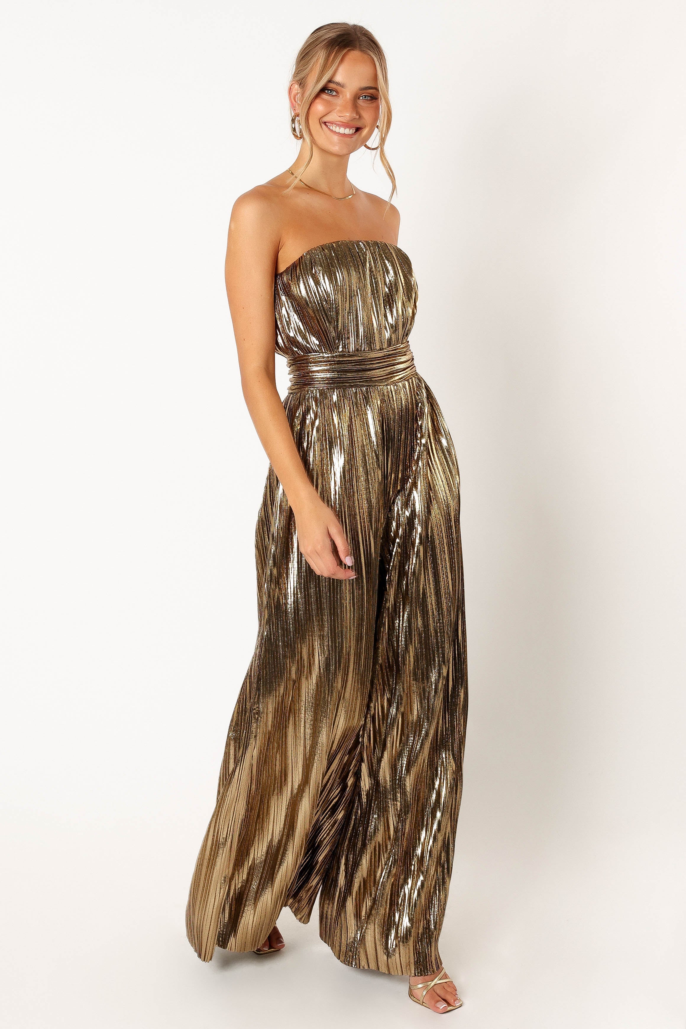 Kerry Pleat Jumpsuit - Gold