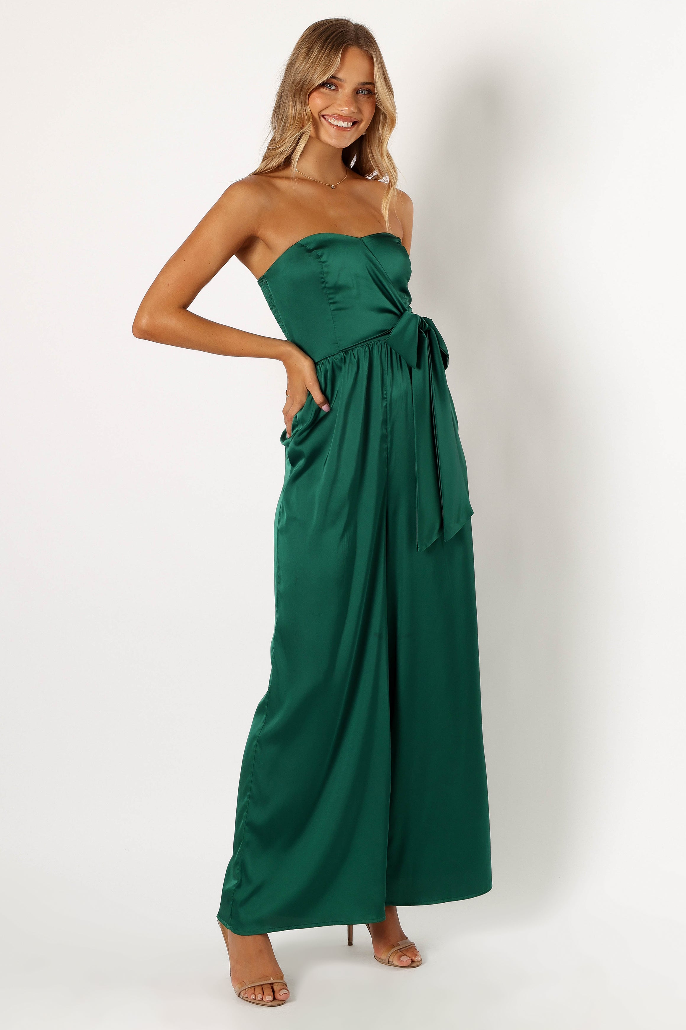Tanya Strapless Jumpsuit - Emerald