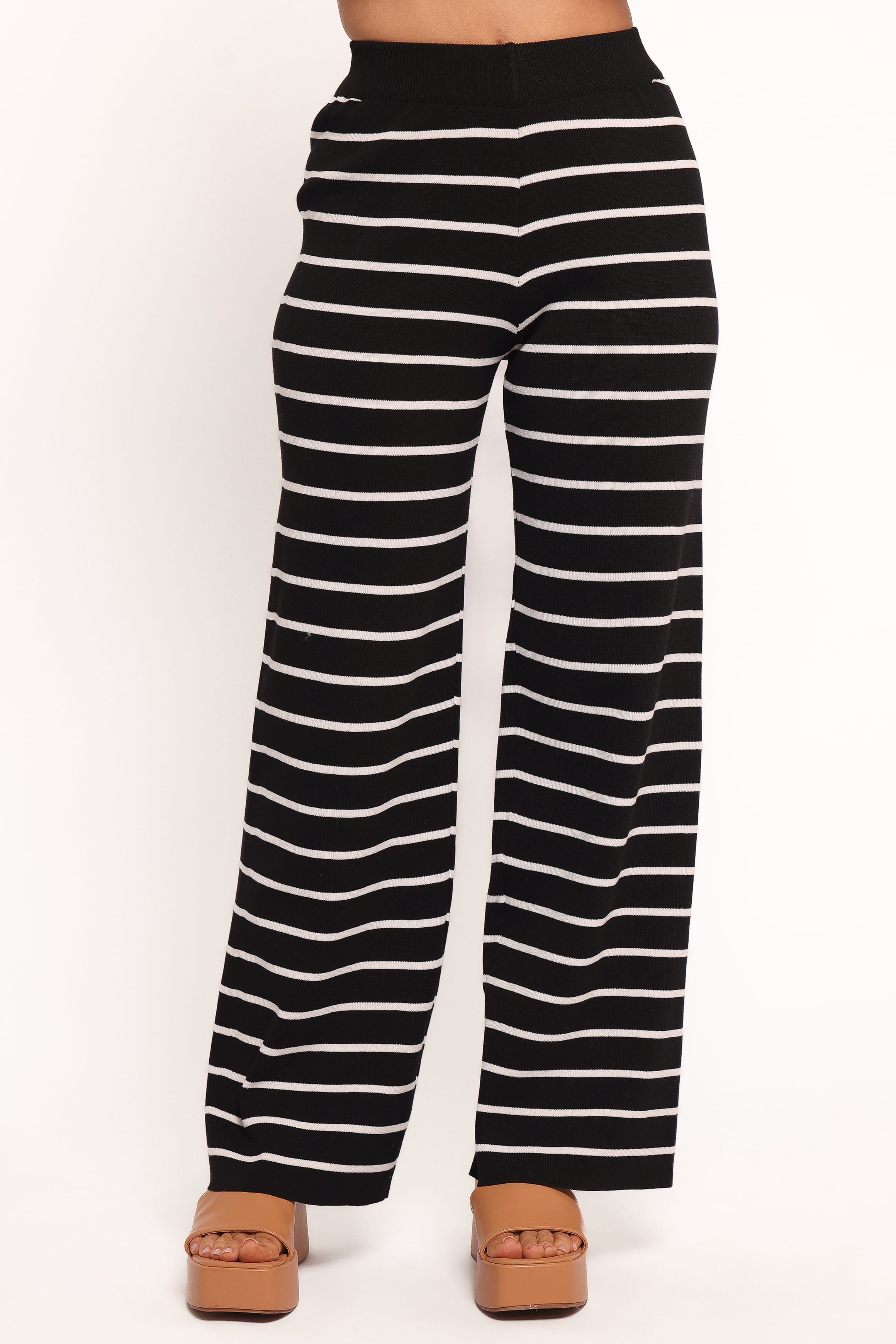 Juna Knitted Pant Set - Black White Stripe