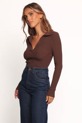 Emmerson Long Sleeve Knit Top - Chocolate