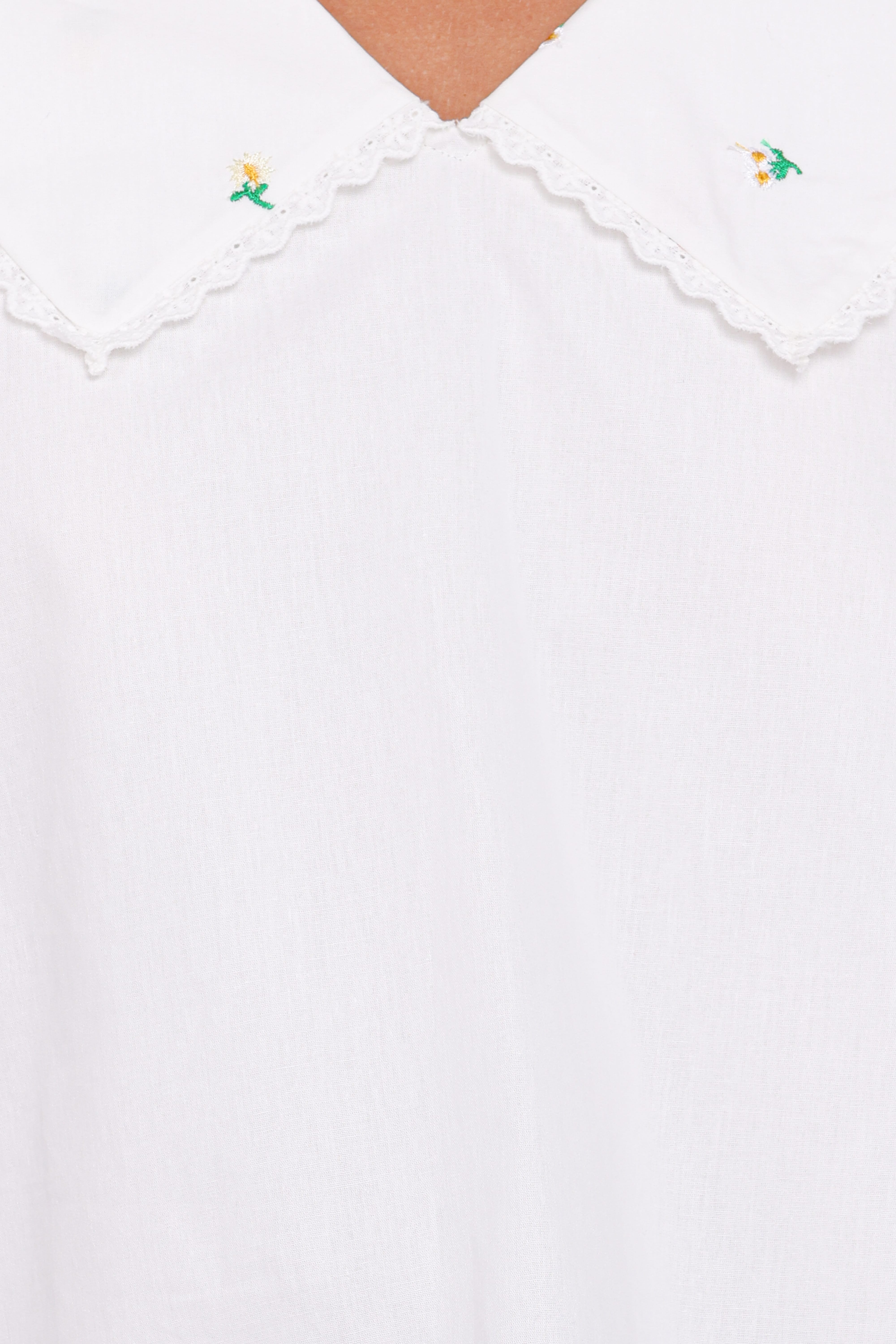 Kenna Embroidered Long Sleeve Top - White Floral