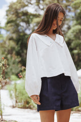 Kenna Embroidered Long Sleeve Top - White Floral