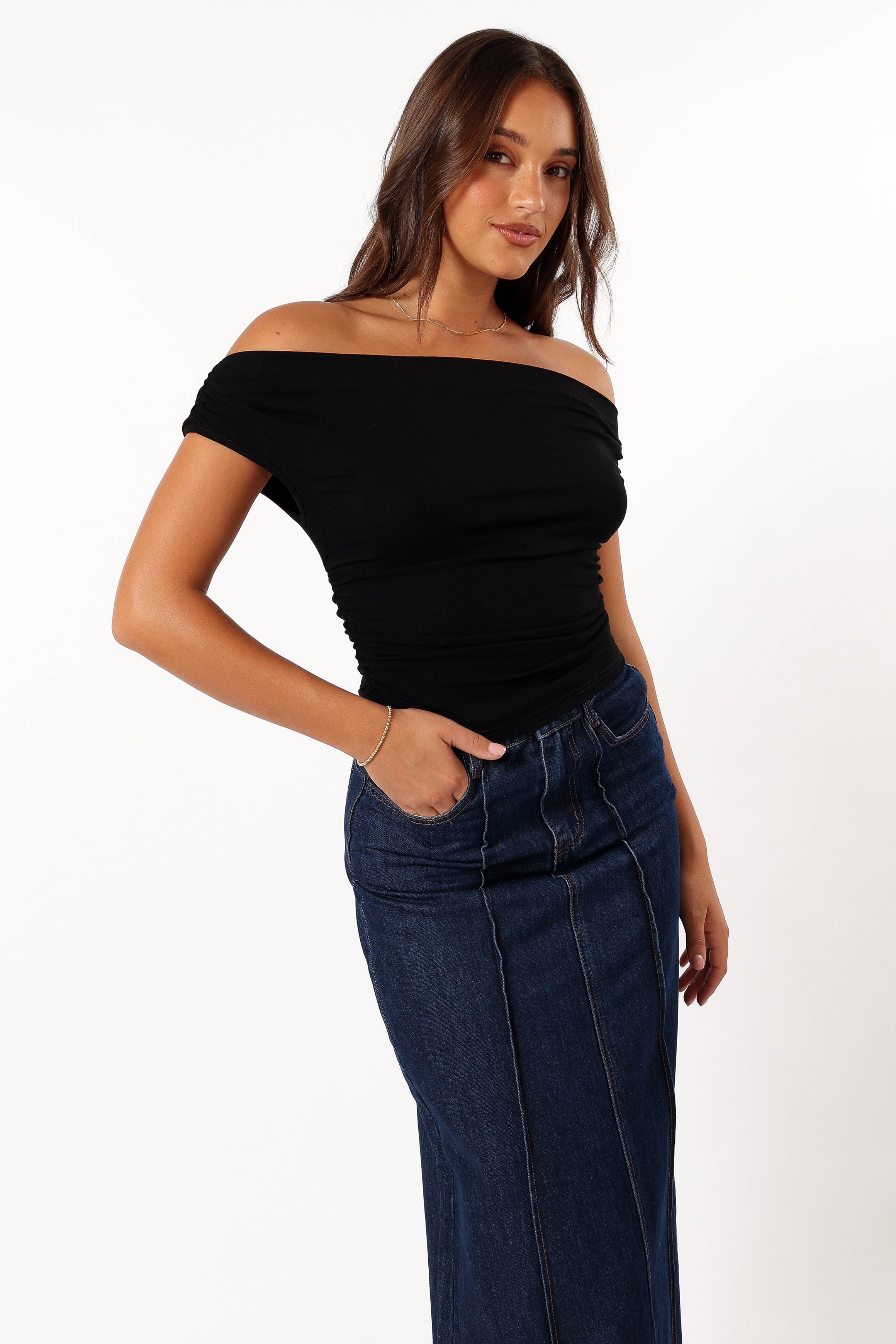 Lanna Off Shoulder Top - Black