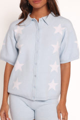 Lela Knitted Shirt - Light Blue Stars