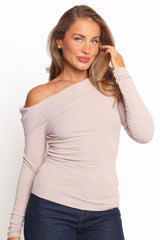 Liah Off Shoulder Knit Top - Grey