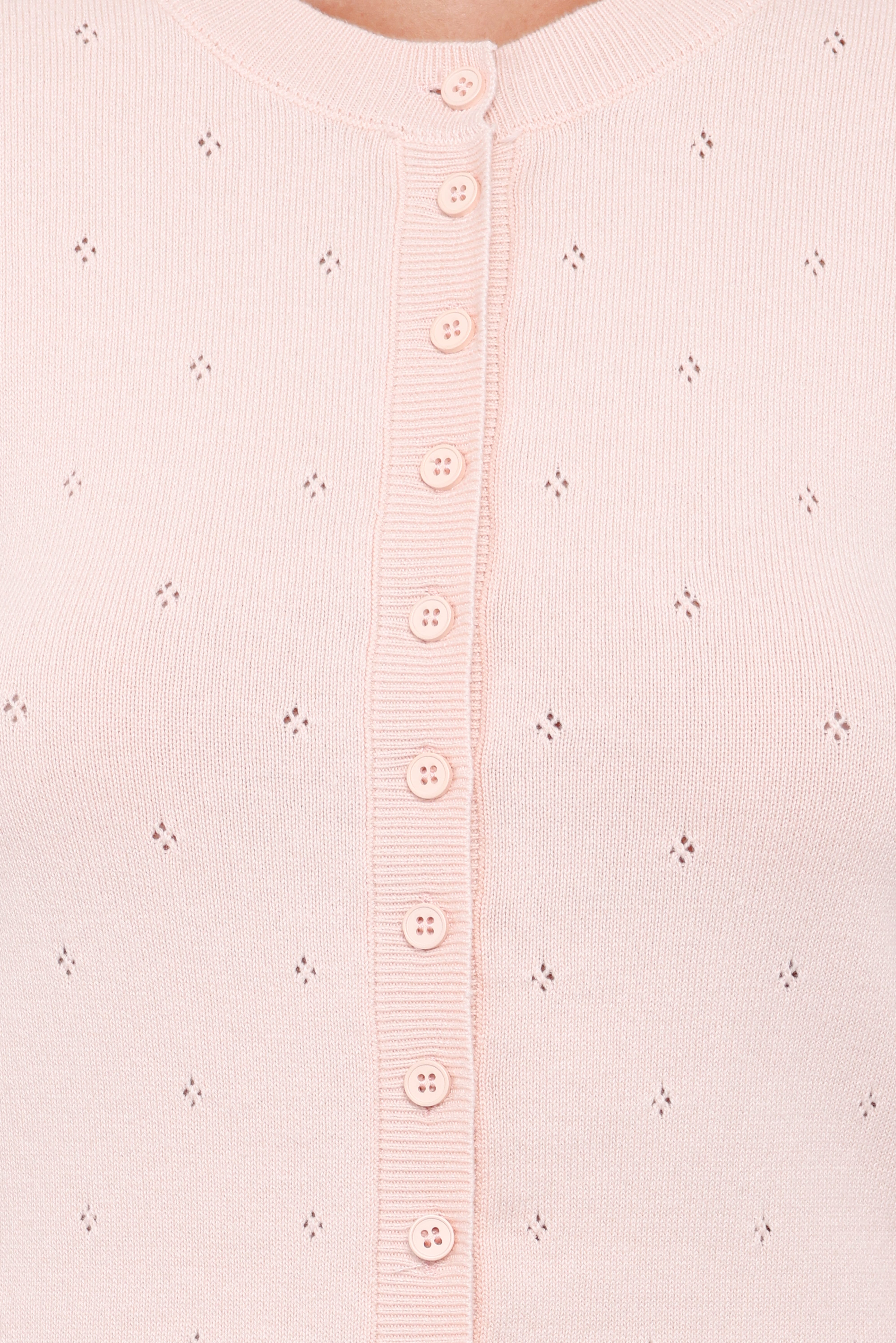 Monae Pointelle Button Up Top - Pink