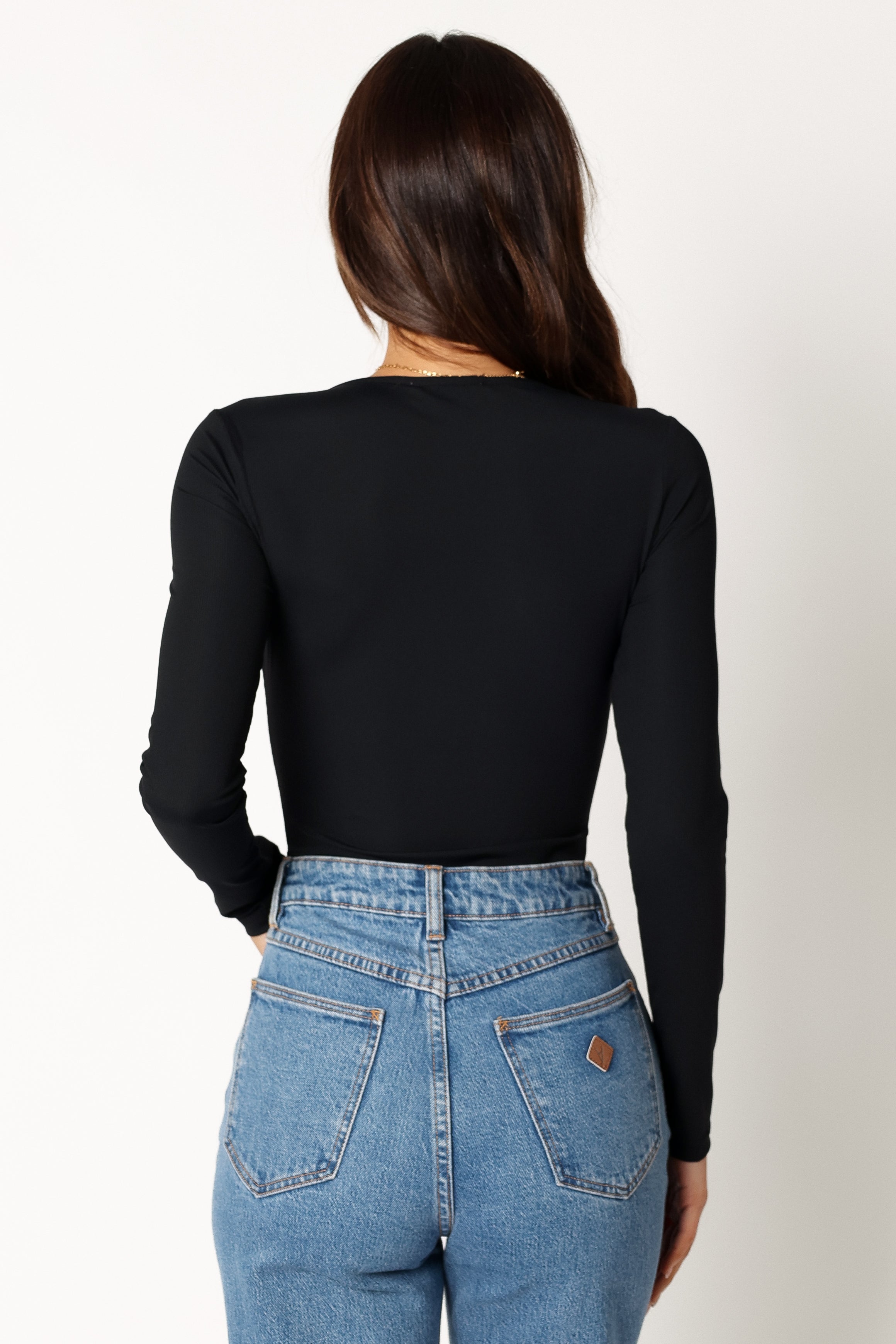 Pia Long Sleeve Bodysuit - Black