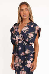 Ricki Top - Navy Floral