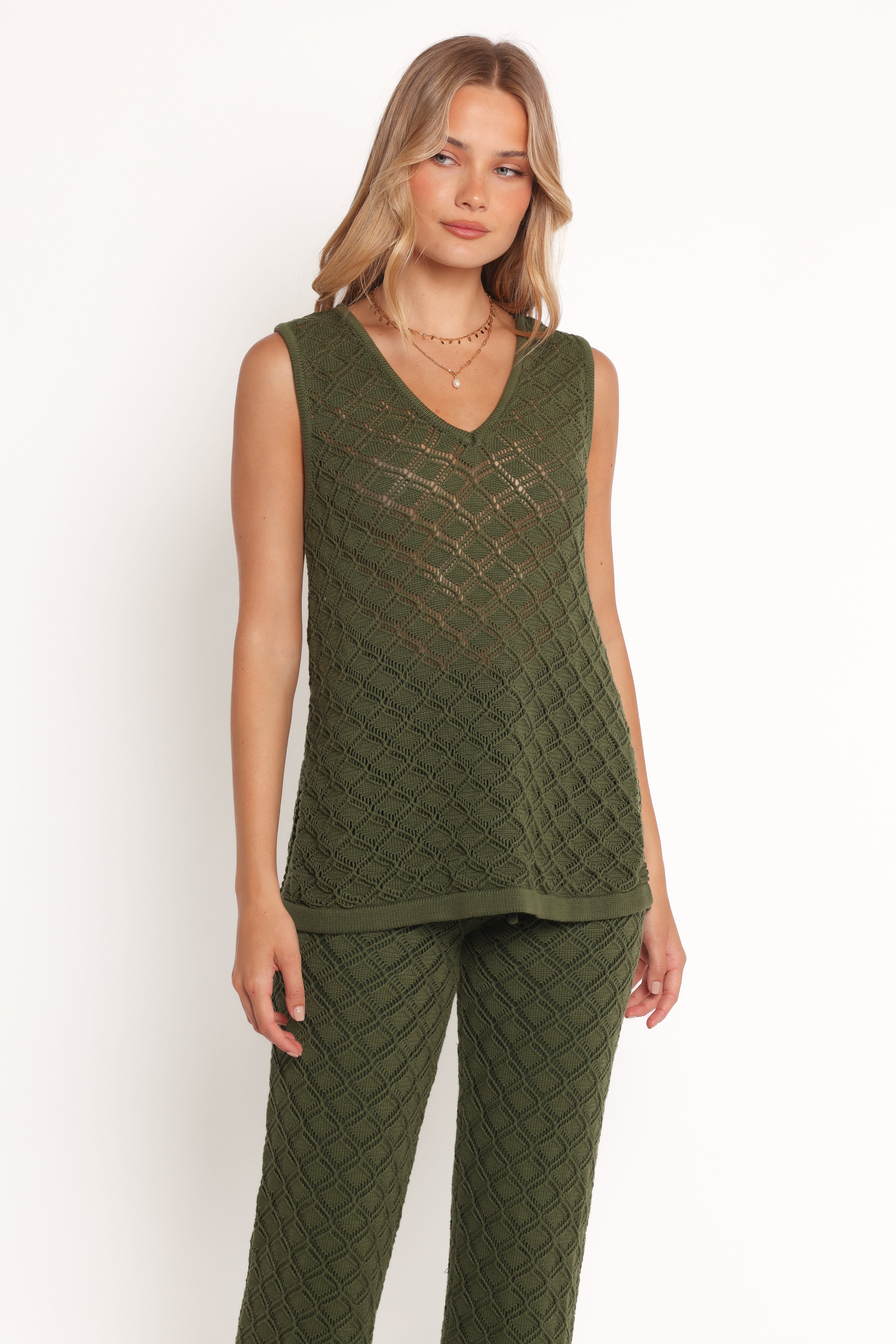 Sable Textured Knit Top - Olive