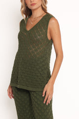 Sable Textured Knit Top - Olive