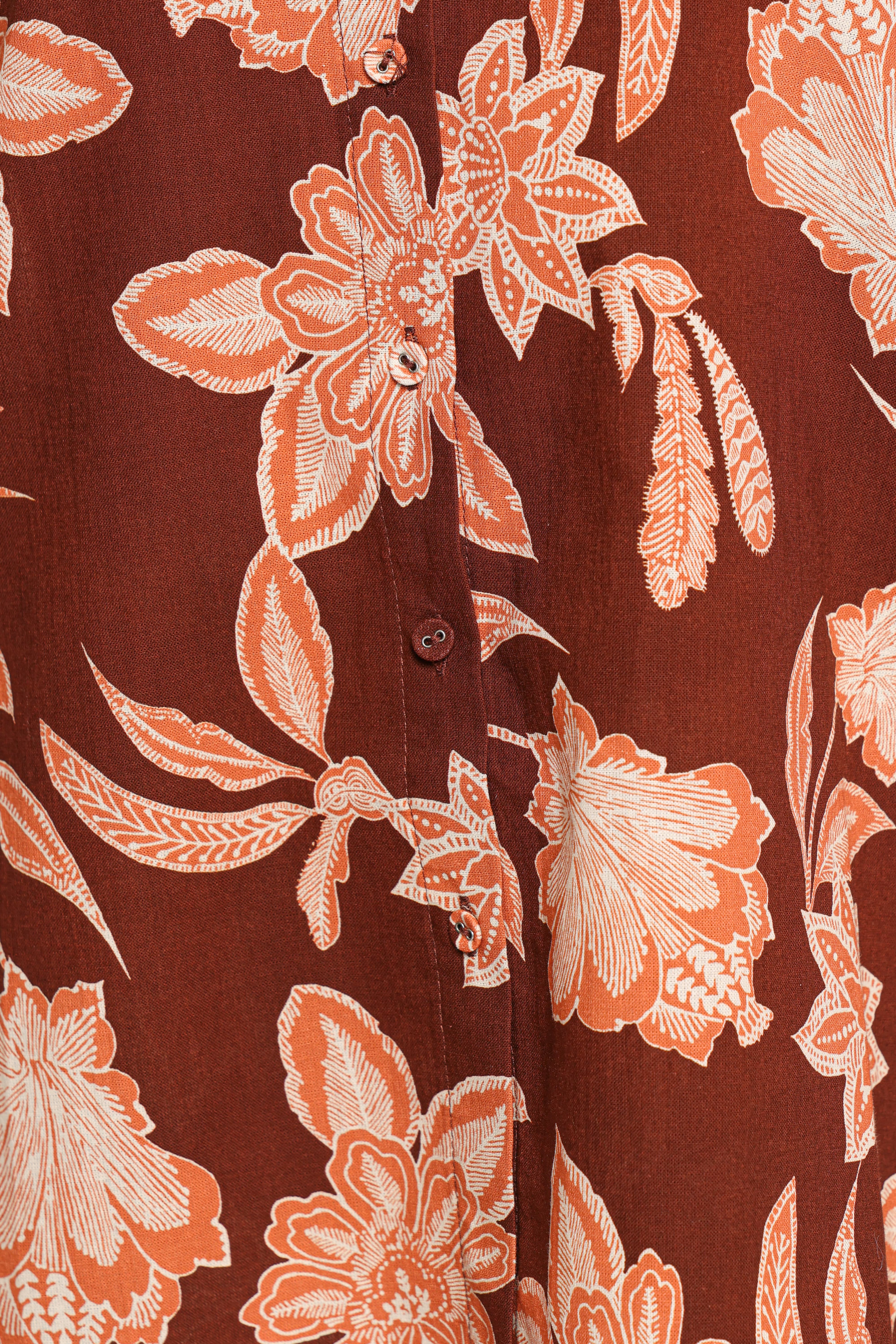 Samira Short Sleeve Shirt - Orange Floral