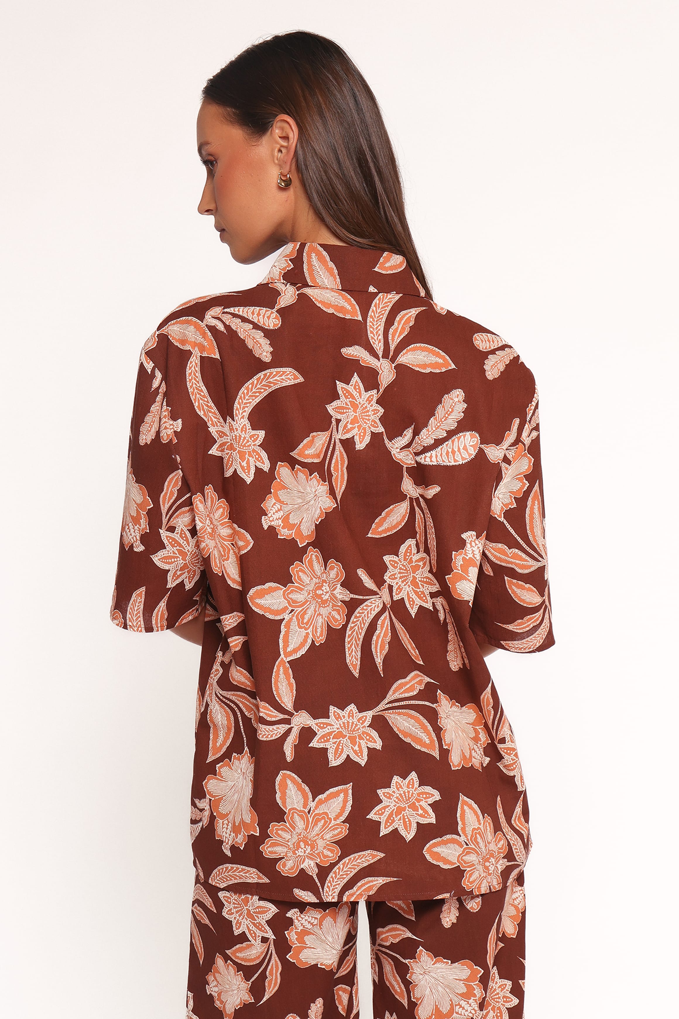 Samira Short Sleeve Shirt - Orange Floral
