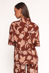 Samira Short Sleeve Shirt - Orange Floral