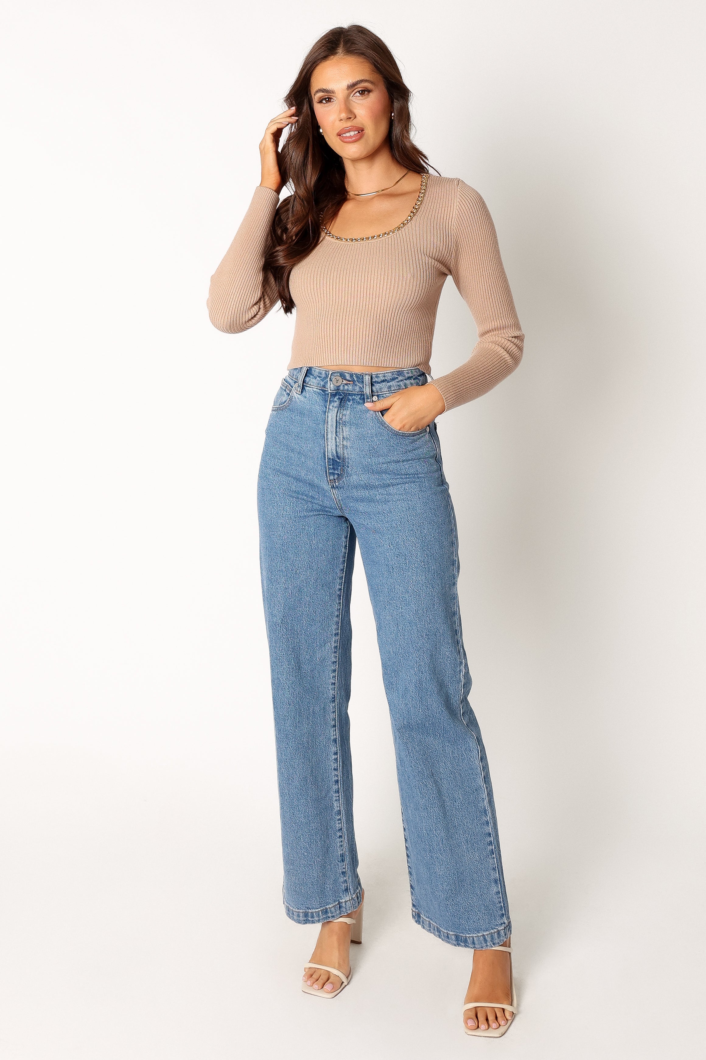 Wells Long Sleeve Knit Top - Taupe